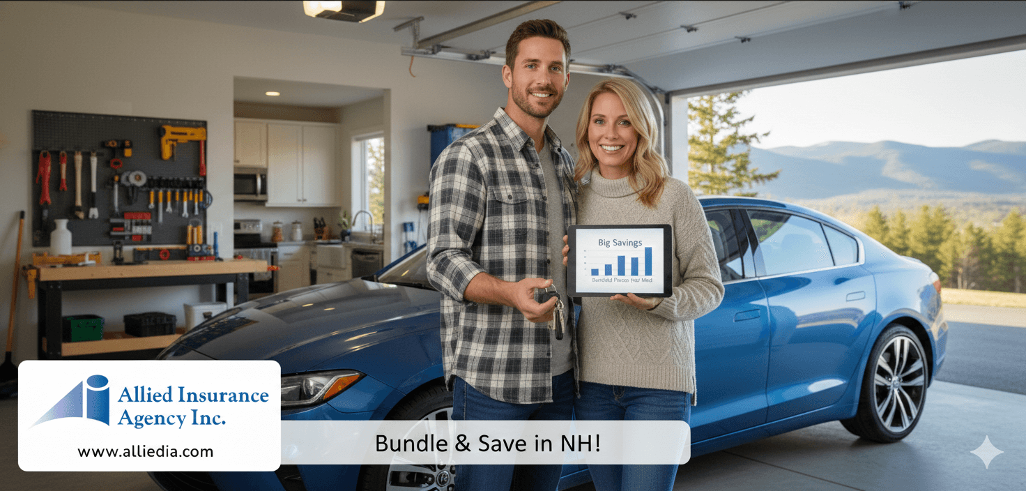 an image that conveys the concept of “Bundle Up! How NH Drivers Save Hundreds by Combining Auto and Home Insurance