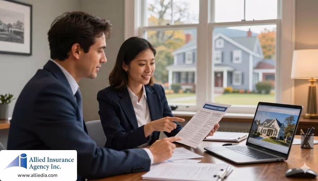 nh insurance agents in office looking at paperwork