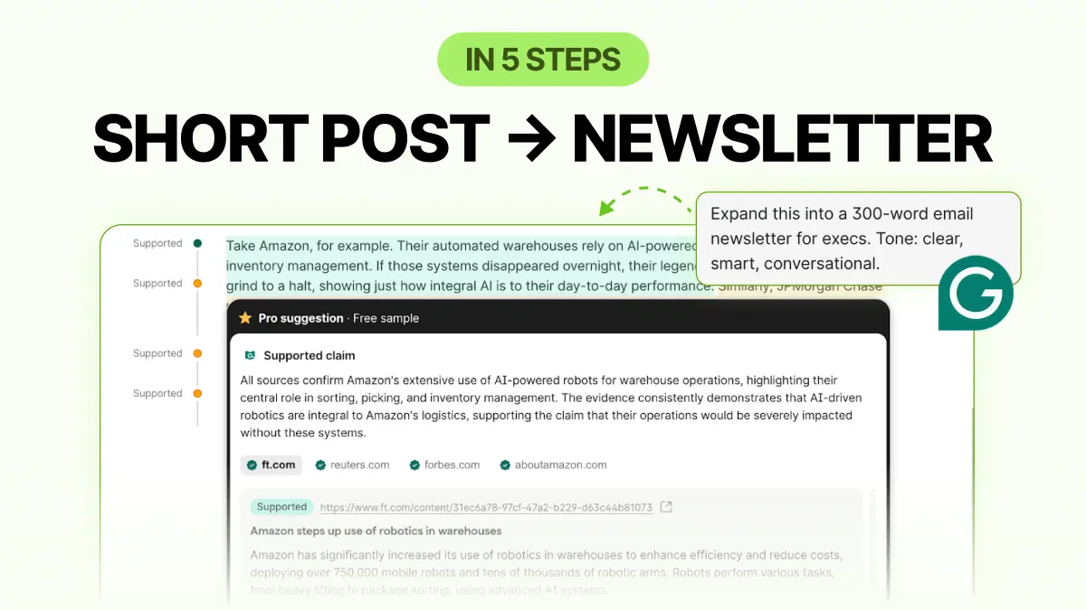 In 5 Steps: Turn a short post into a newsletter with Grammarly Docs