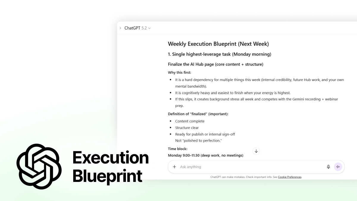Build an AI-powered Weekly Execution Blueprint