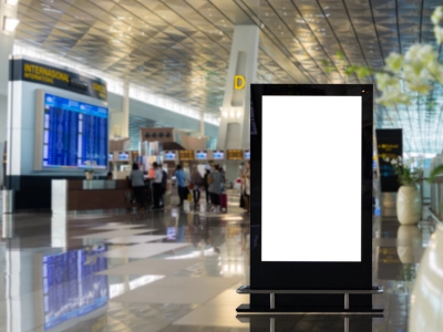 planneau publicitaire dans un aéroport
