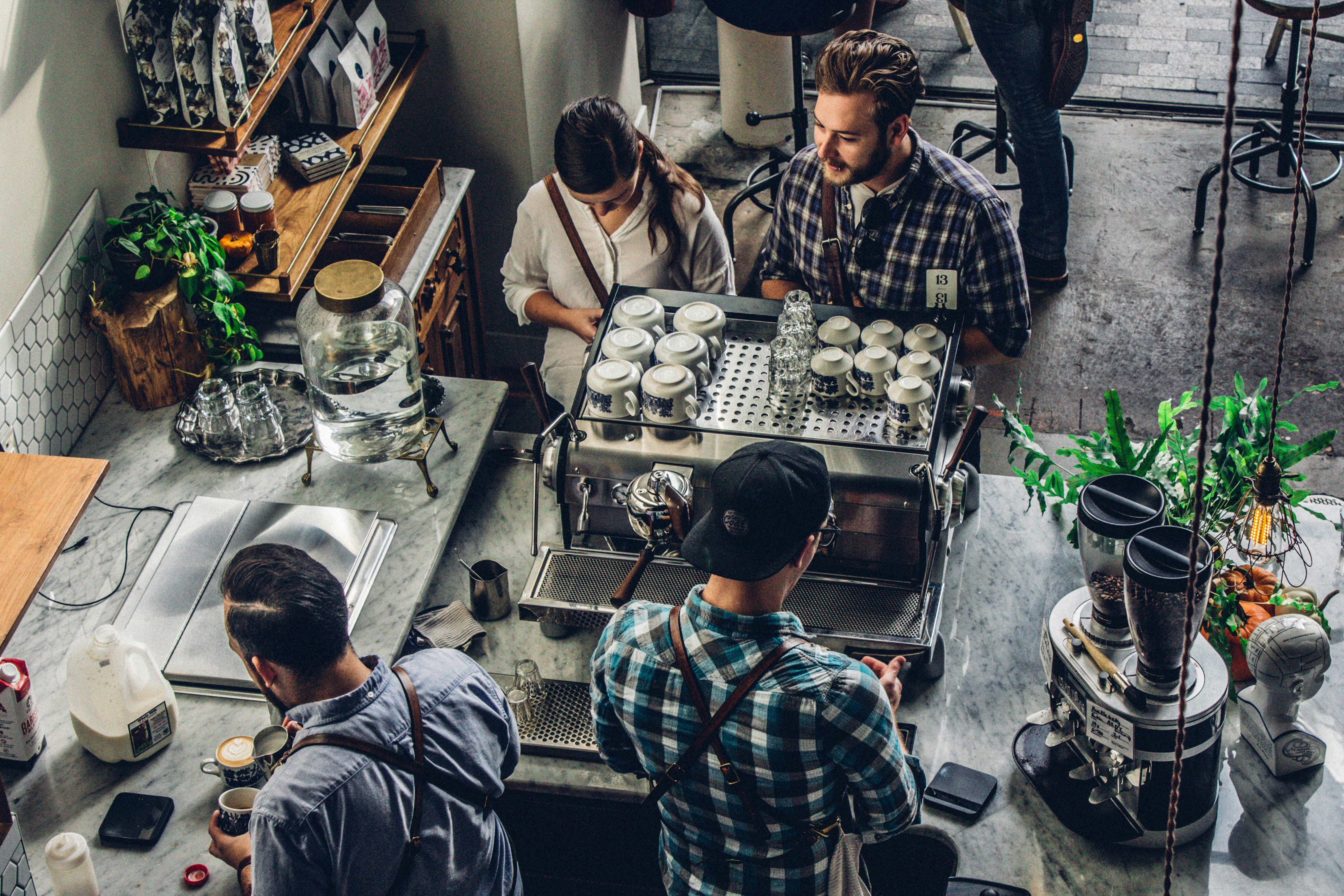 Customers ordering at a cafe