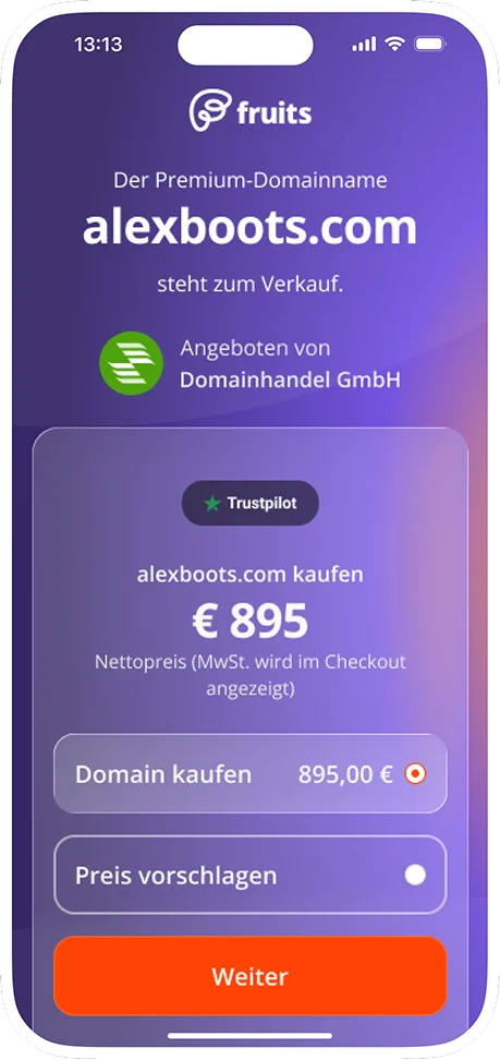 Showing phone with a view buying a domain.