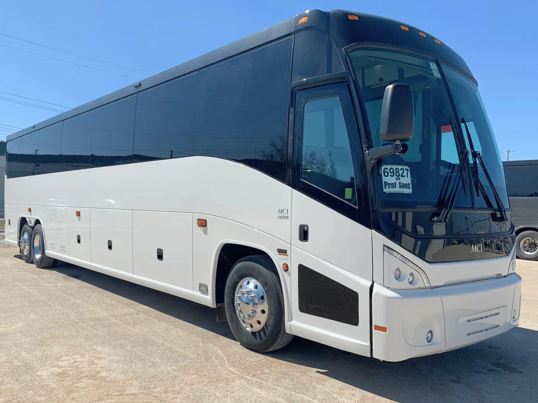 White 2026 MCI J4500 motorcoach, offering comfortable, reliable, and capable community transportation.