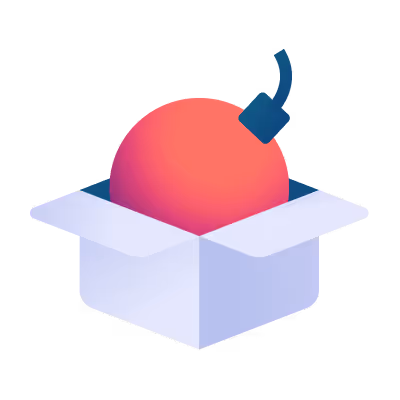 Illustration about a bomb in a box representing threats