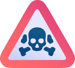 A red triangle with a skull and bones in it representing poison