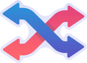 A blue and pink arrows pointing the opposite directions