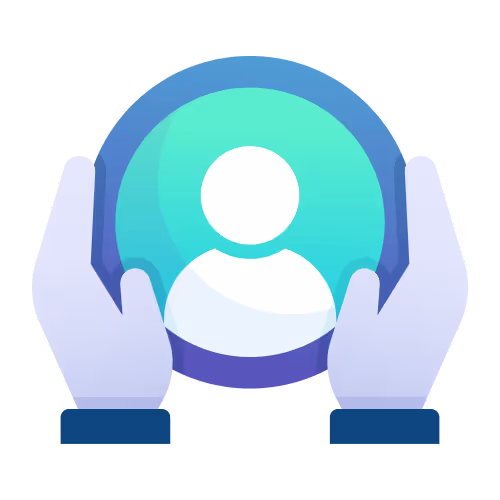 Illustration about appointing a risk owner: a silhouette of a person's headshot held by 2 hands