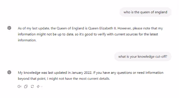 Chat GPT test for cut-off date
