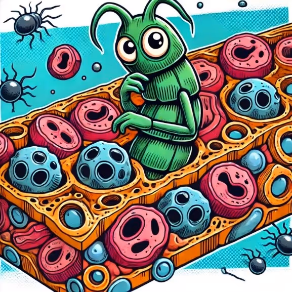 Graphic, parasite hiding as part of an organism, avoiding detection