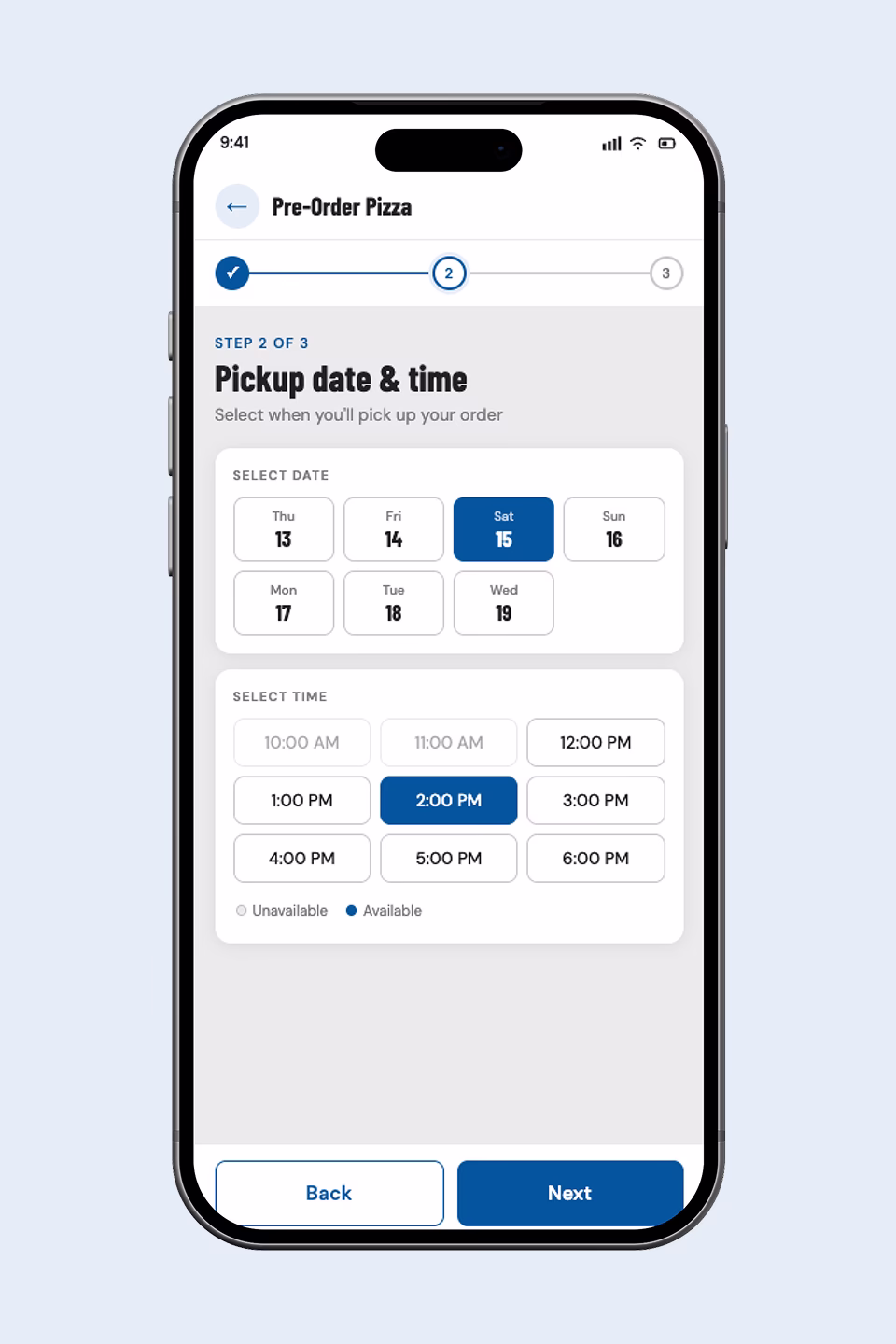 Costco Pizza Pre-Order Pick up Time Screen