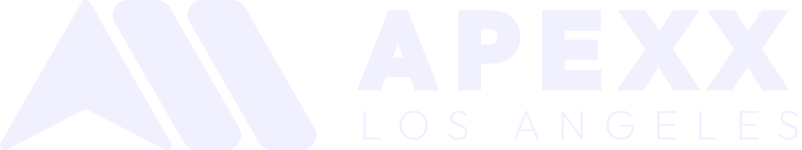 Logo with stylized A and M shapes beside text reading APEXX LOS ANGELES.