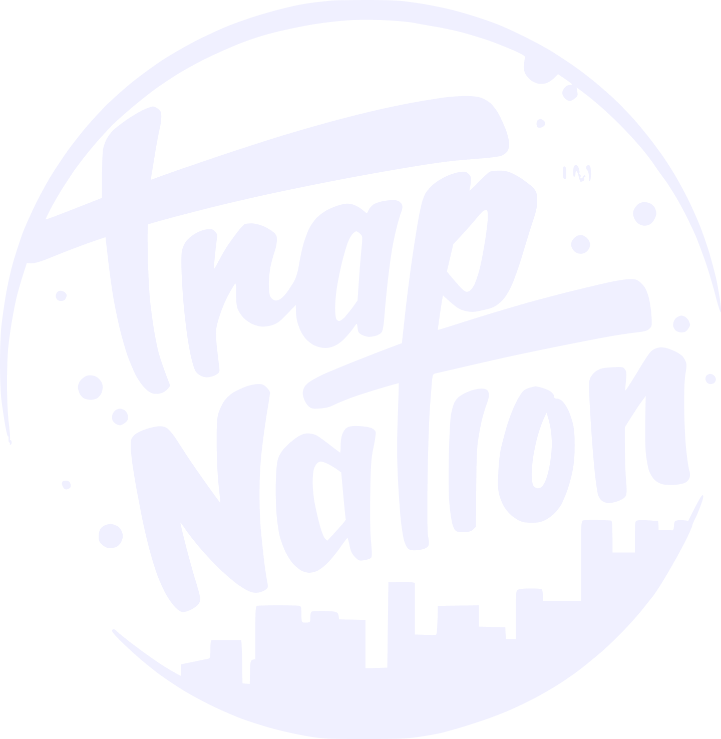 Trap Nation logo with stylized text over city skyline inside a circular design.
