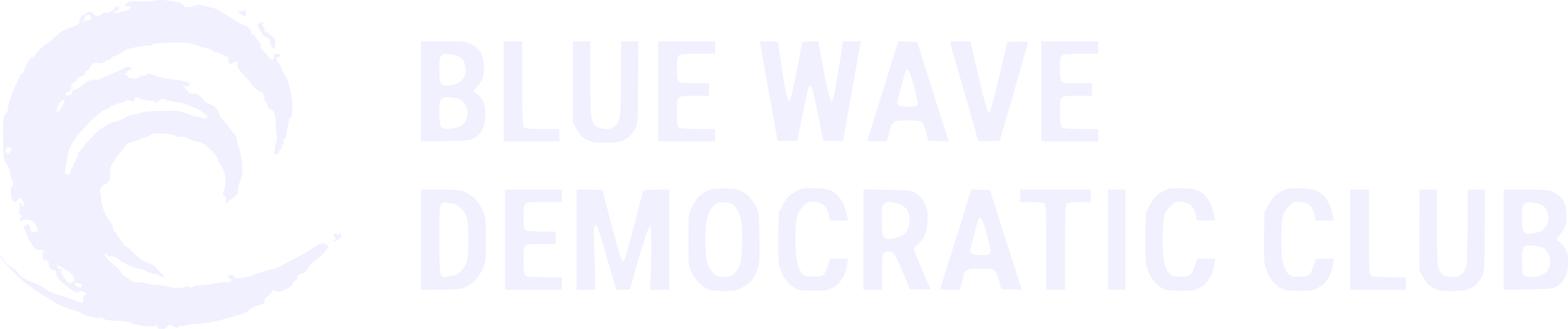 White Blue Wave Democratic Club logo with a stylized wave symbol on a transparent background.