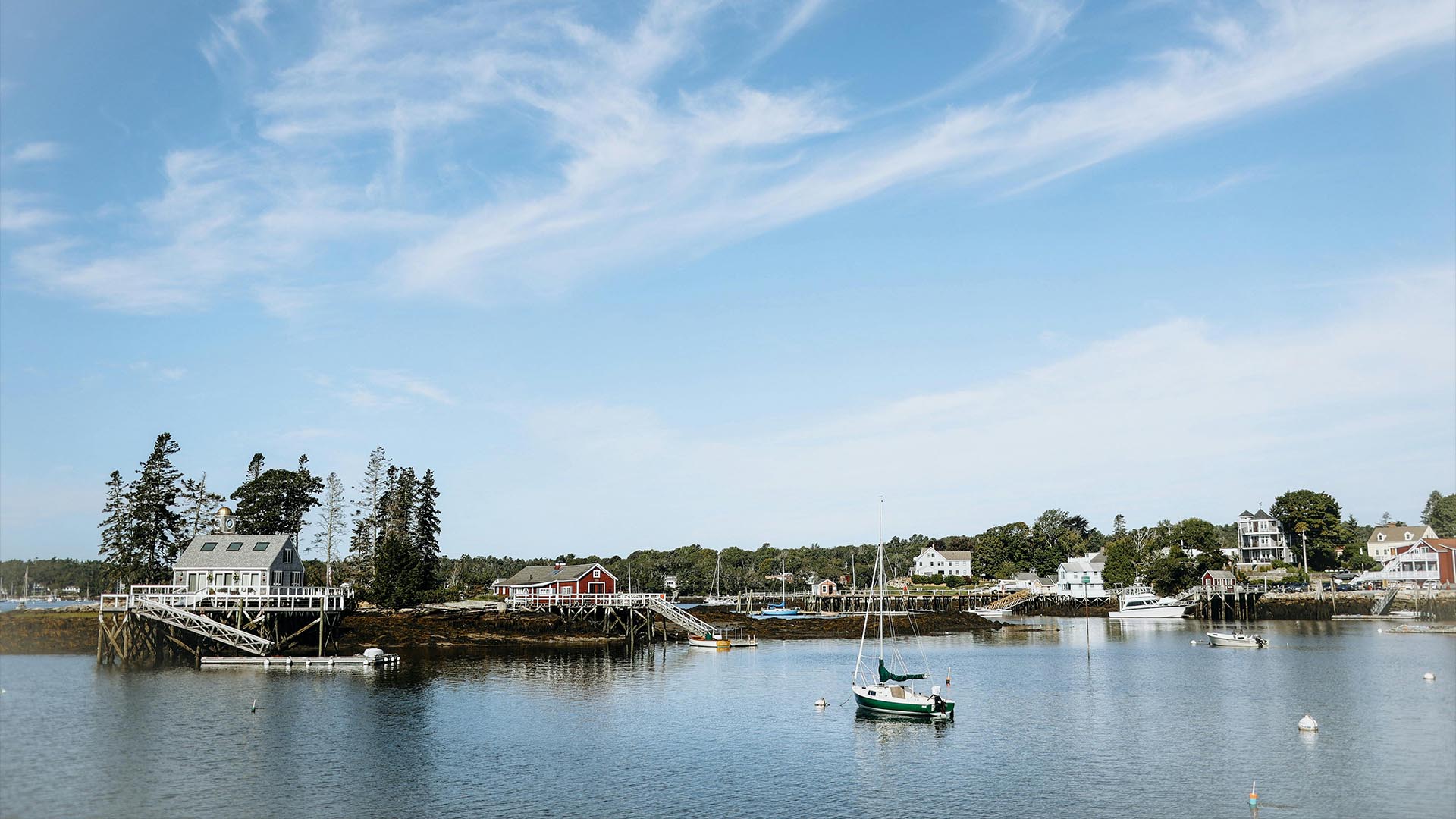 A photo of a seaside town in Maine.