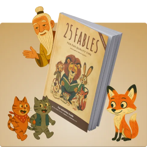 A cover page showing 25 selected fables with colorful illustrations.