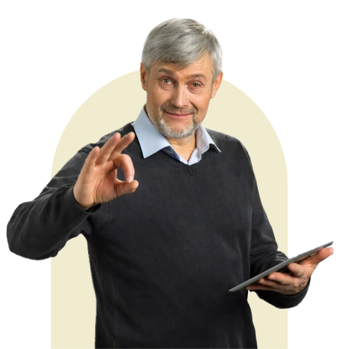 Man holding tablet computer