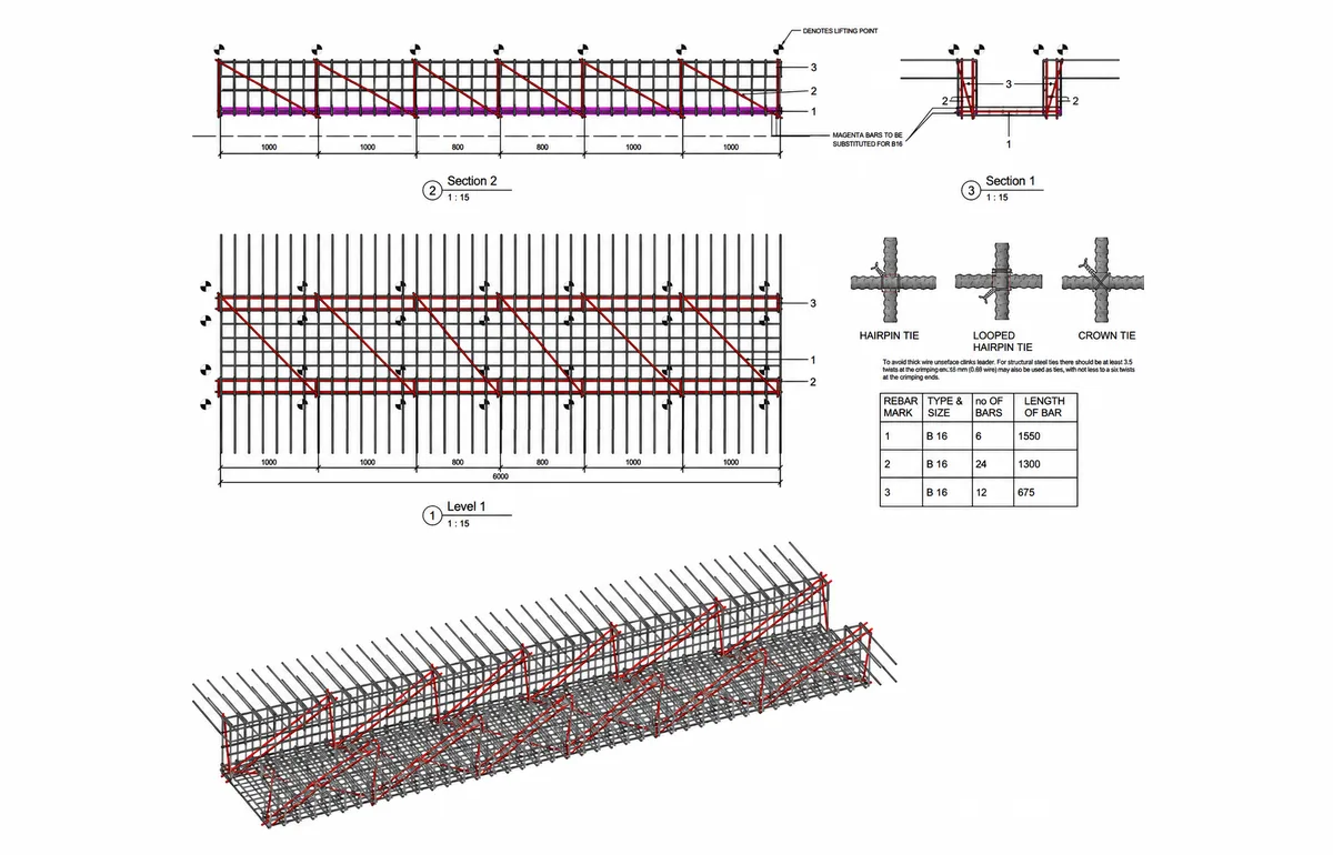Rebar cage stability design for beam lift, Eli Lilly, Limerick