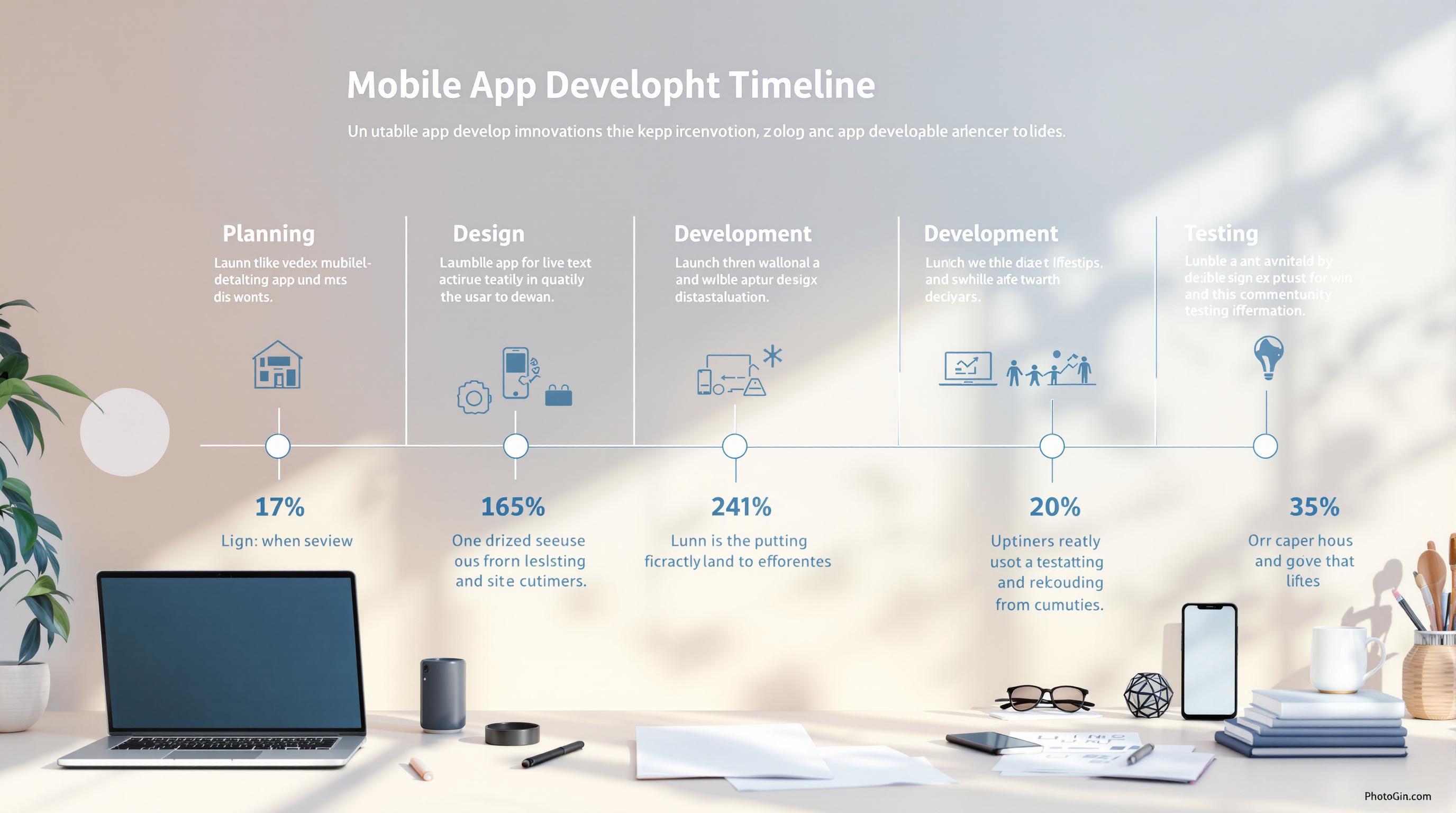 Mobile app development timeline illustration