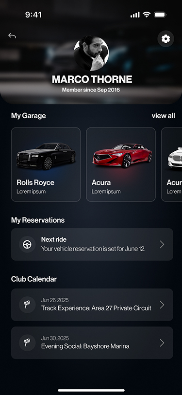 Vlcc Vancouver Luxury Club app screen