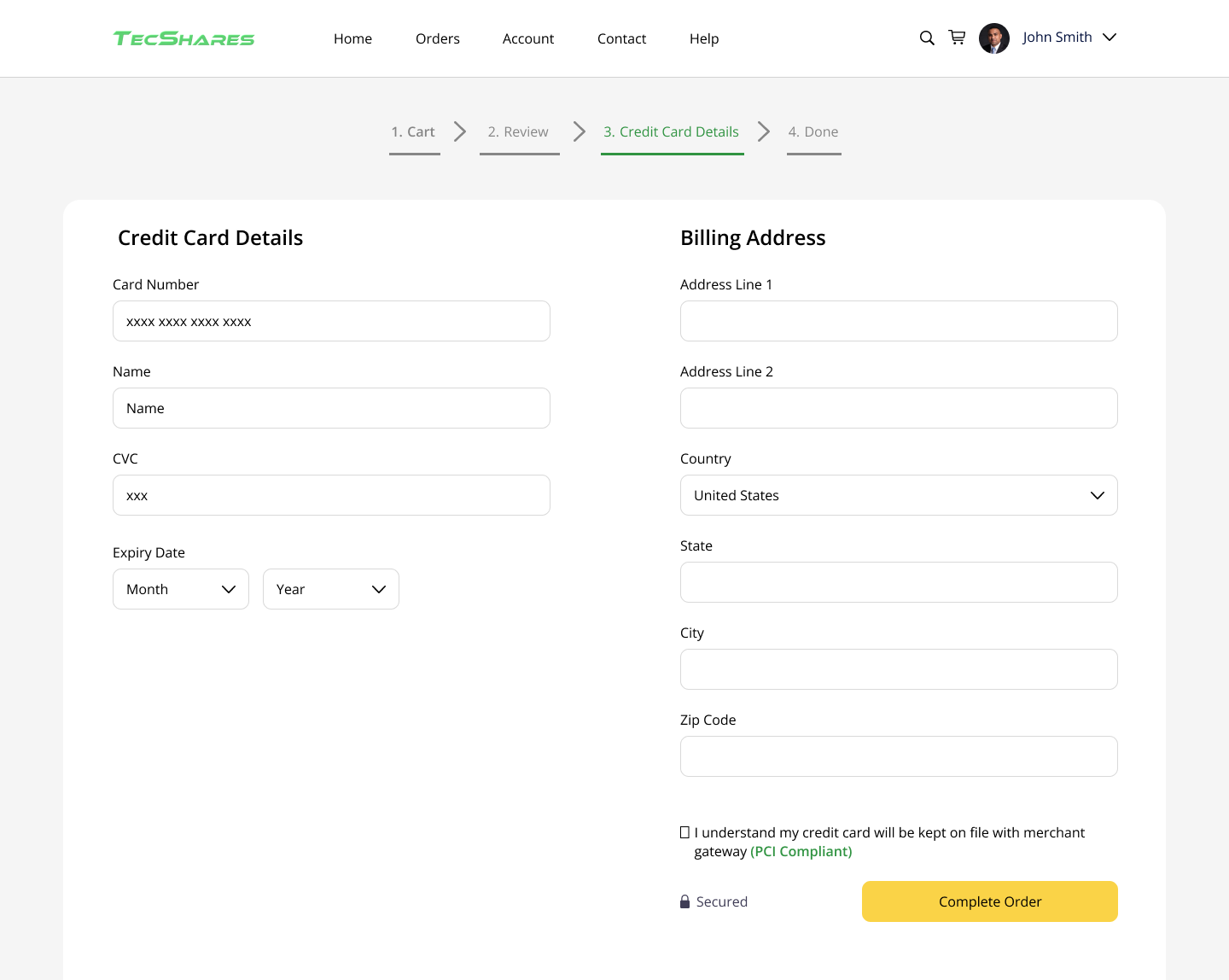 Tecshares app screen