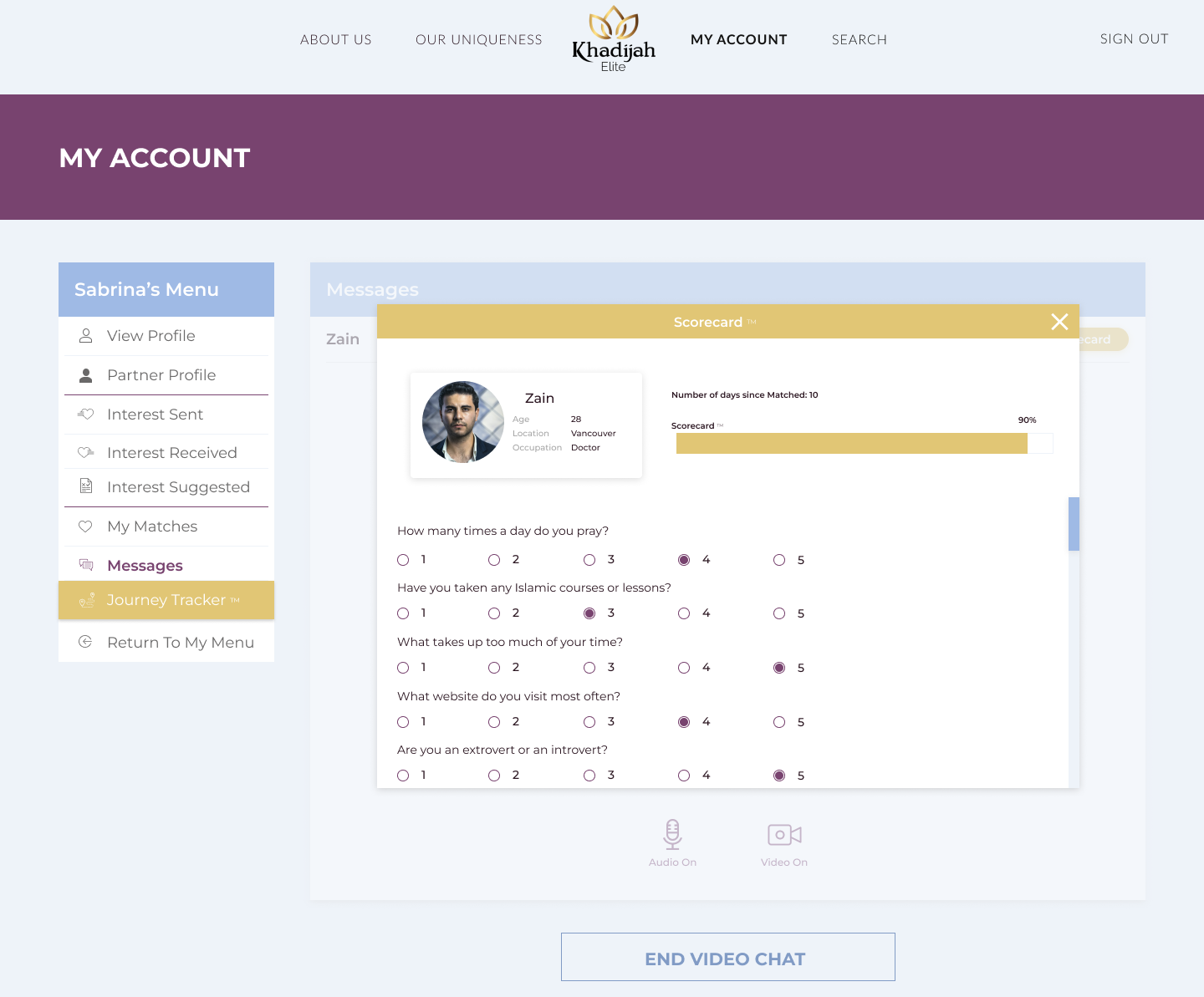 Khadijah Elite app screen