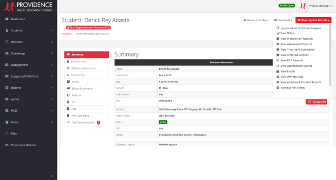 Providence app screen
