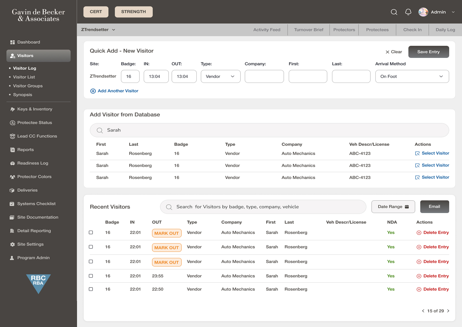 Gdba dashboard screen