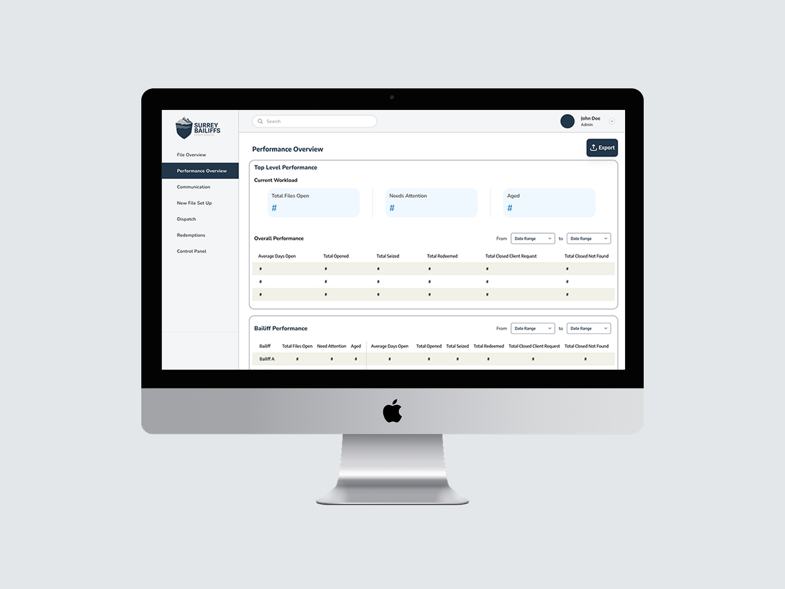 Surrey Bailiffs app screen
