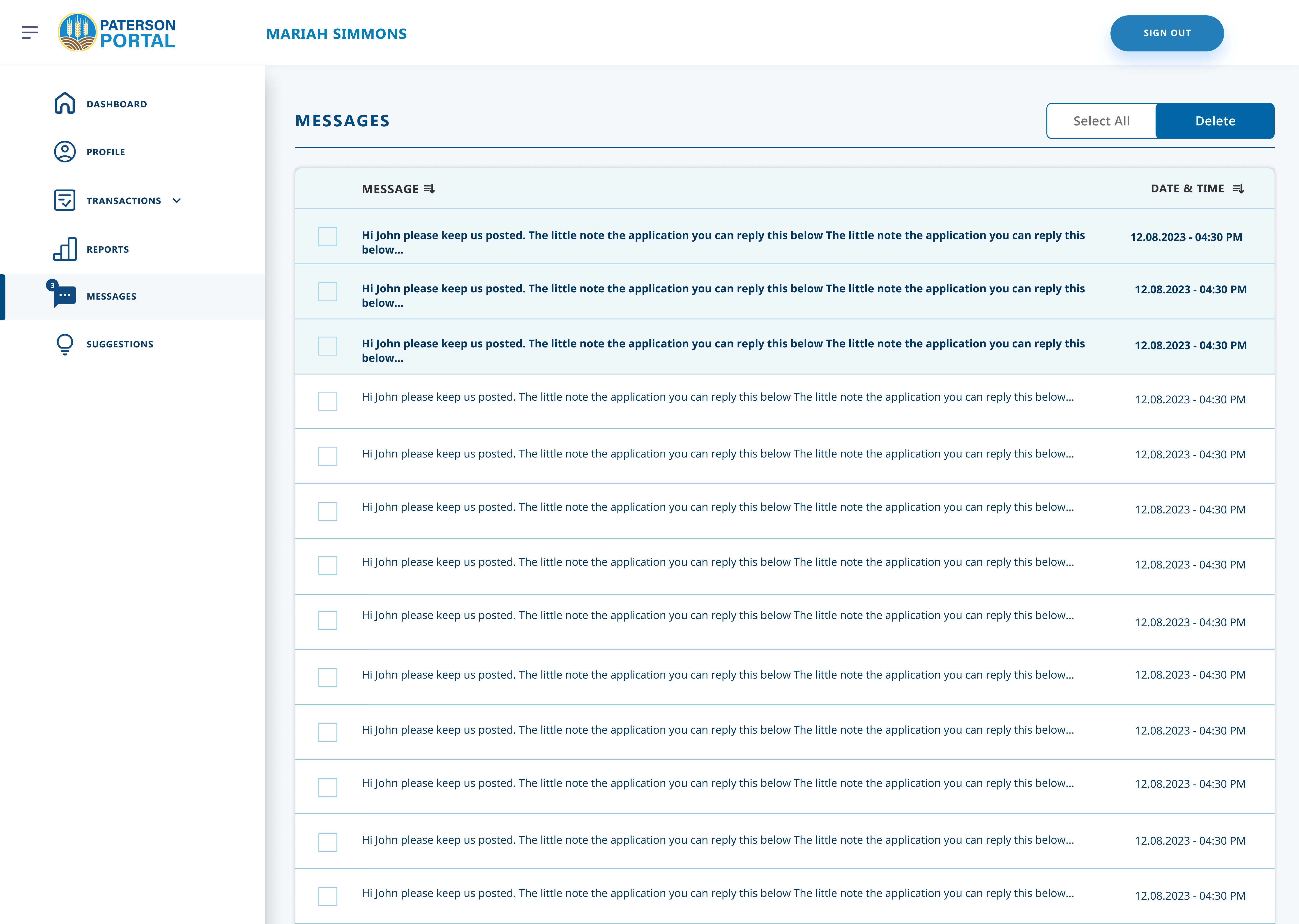 Patterson Grain app screen