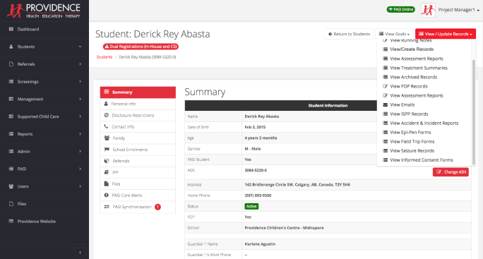 Providence app screen
