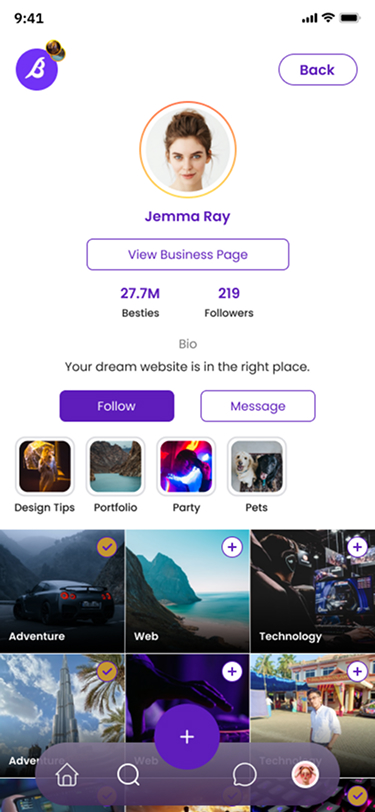Mybesties app screen