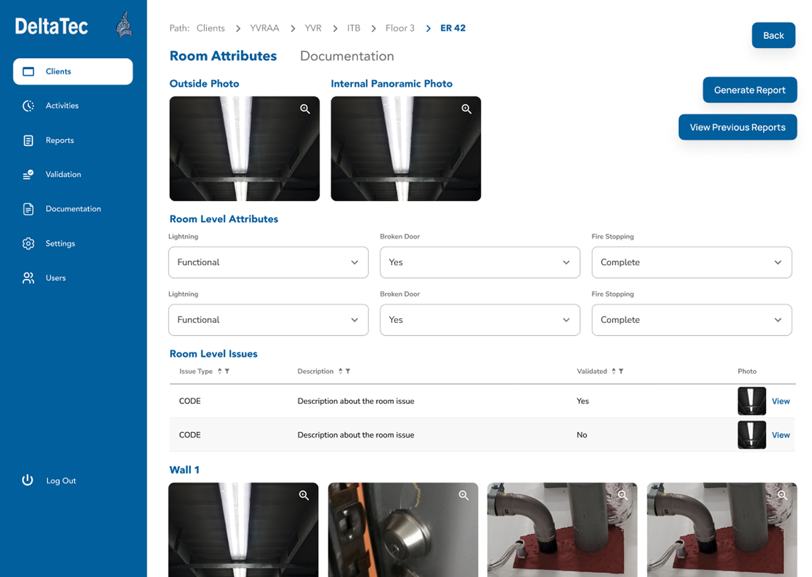 Deltatec dashboard screen