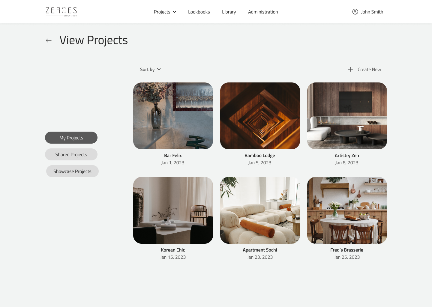 Zeroes Design Studio app screen