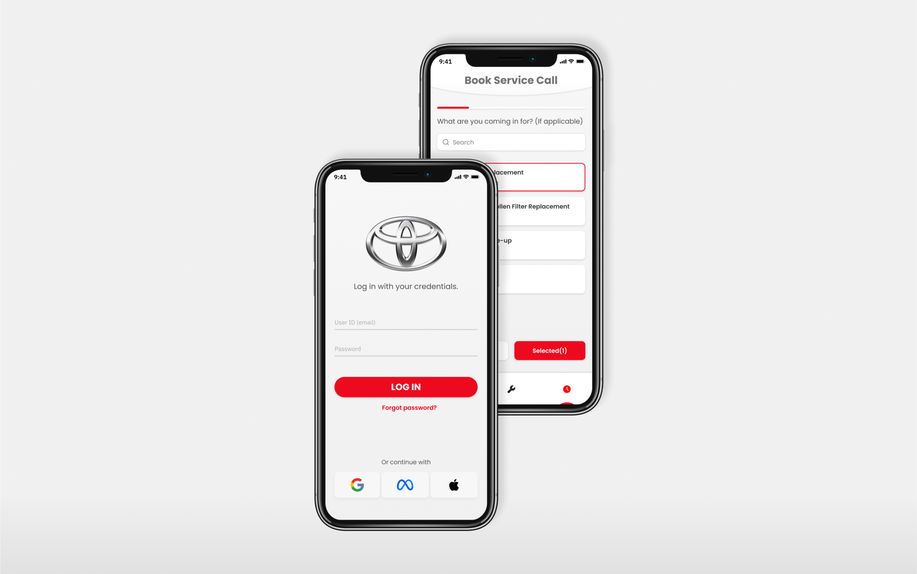 Toyota app screen