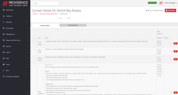 Providence app screen