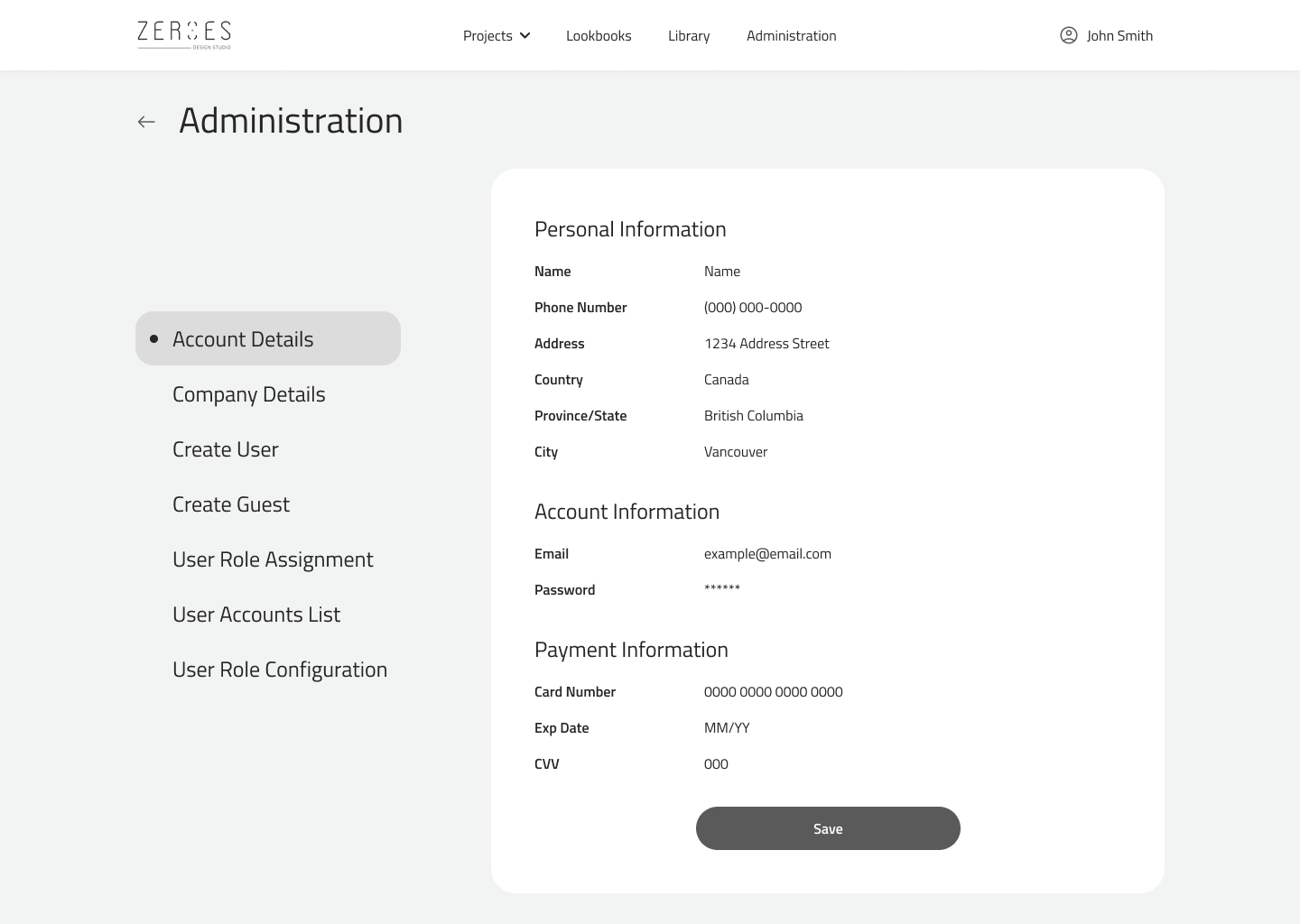 Zeroes Design Studio app screen