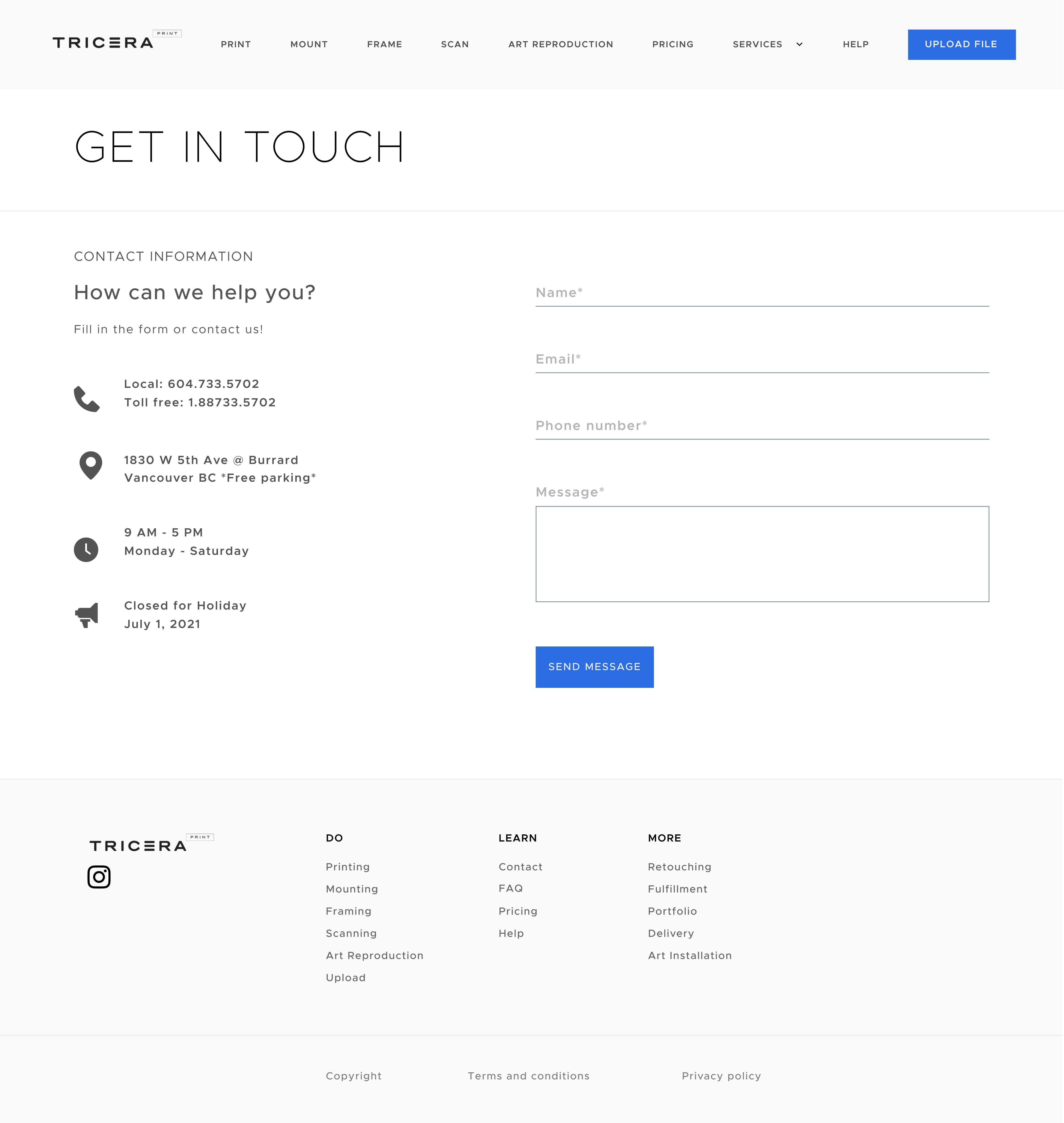 Tricera Print app screen