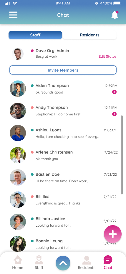 Myhuddle app screen