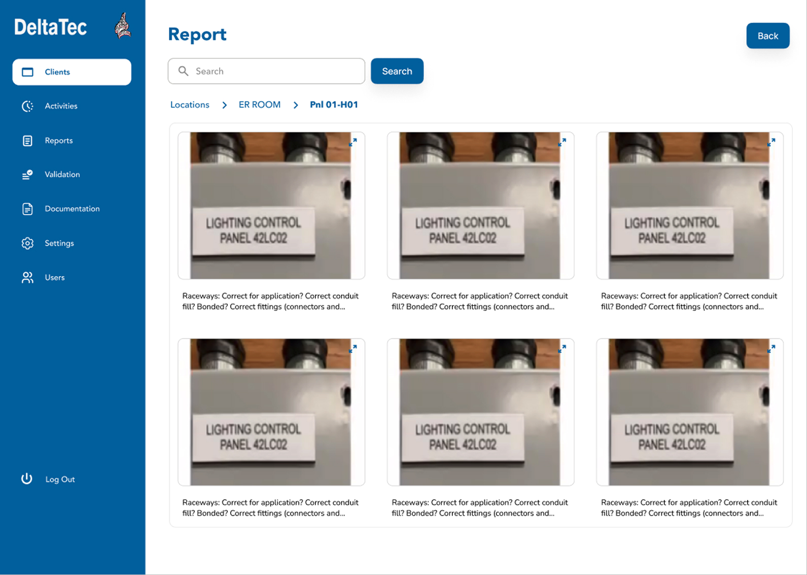 Deltatec dashboard screen
