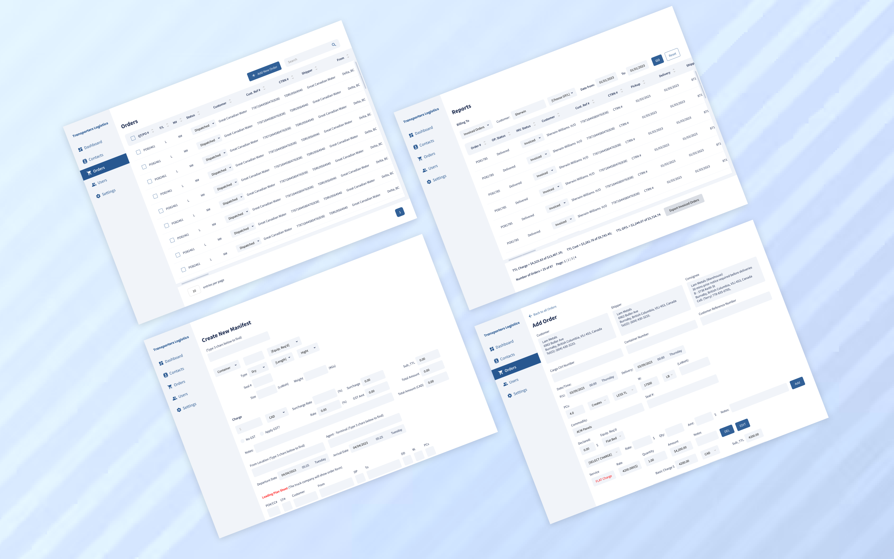 Transporters Logistics app screen
