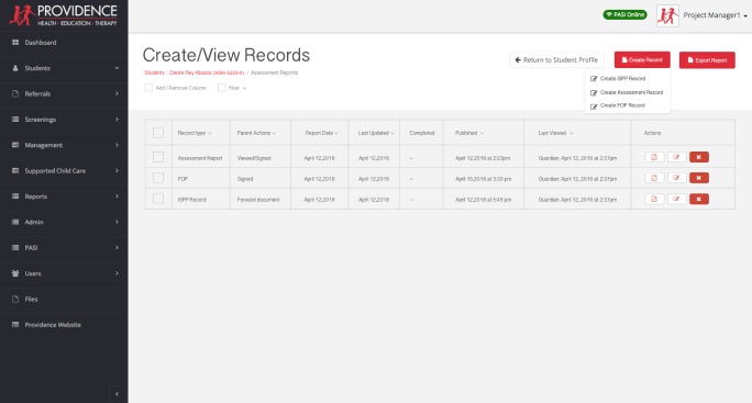 Providence app screen