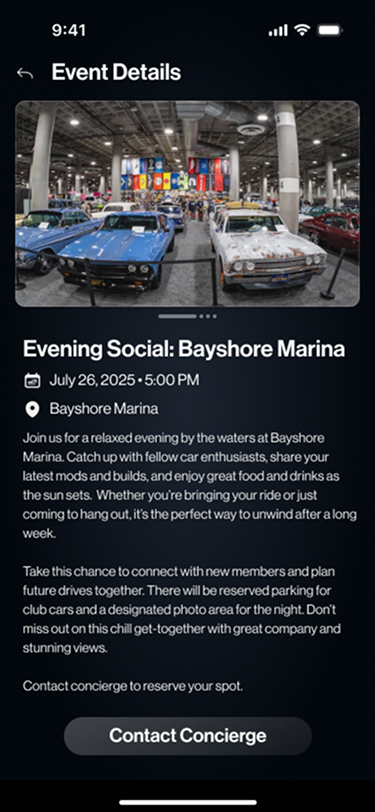 Vlcc Vancouver Luxury Club app screen