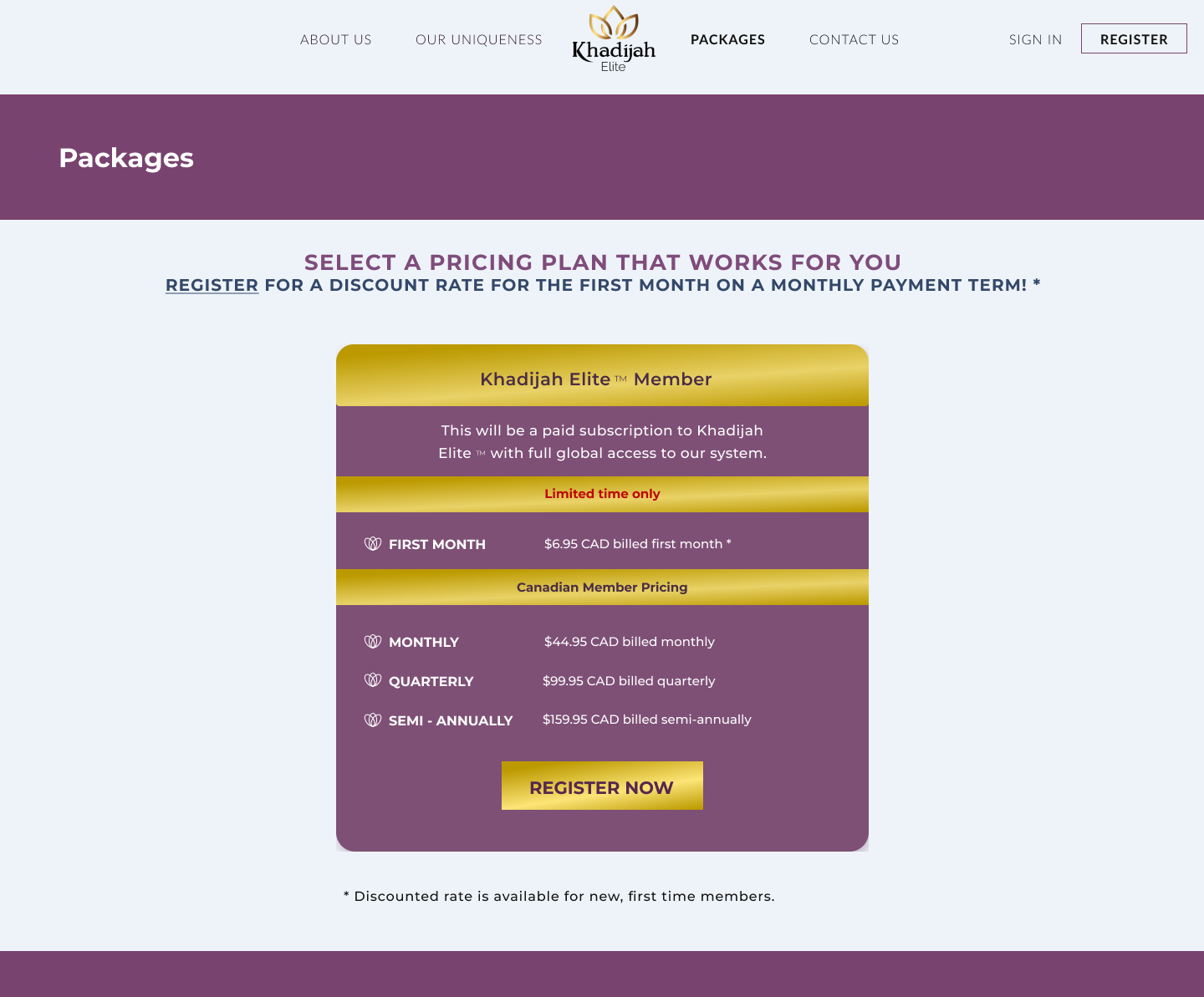 Khadijah Elite app screen