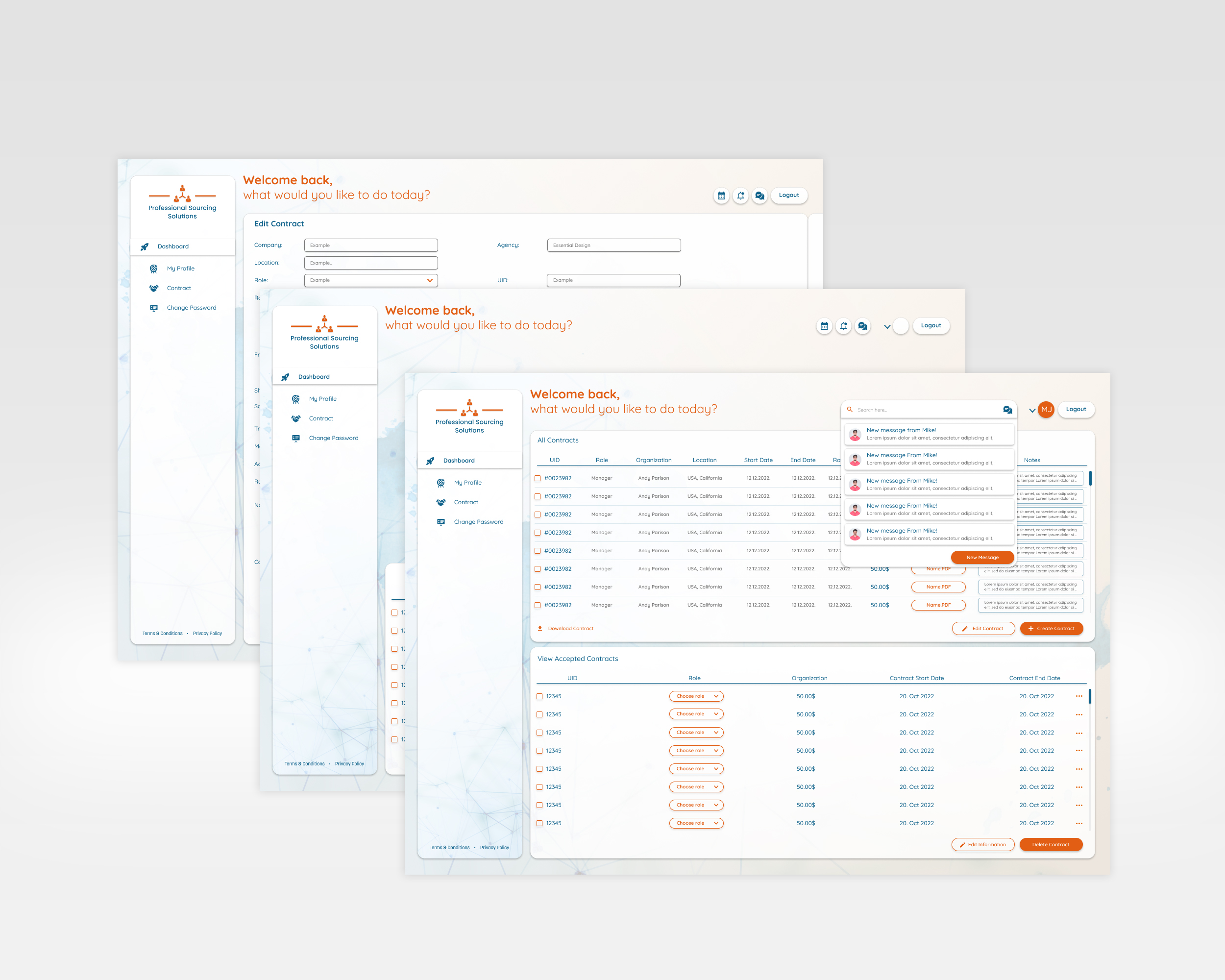 Professional Sourcing Solutions app screen