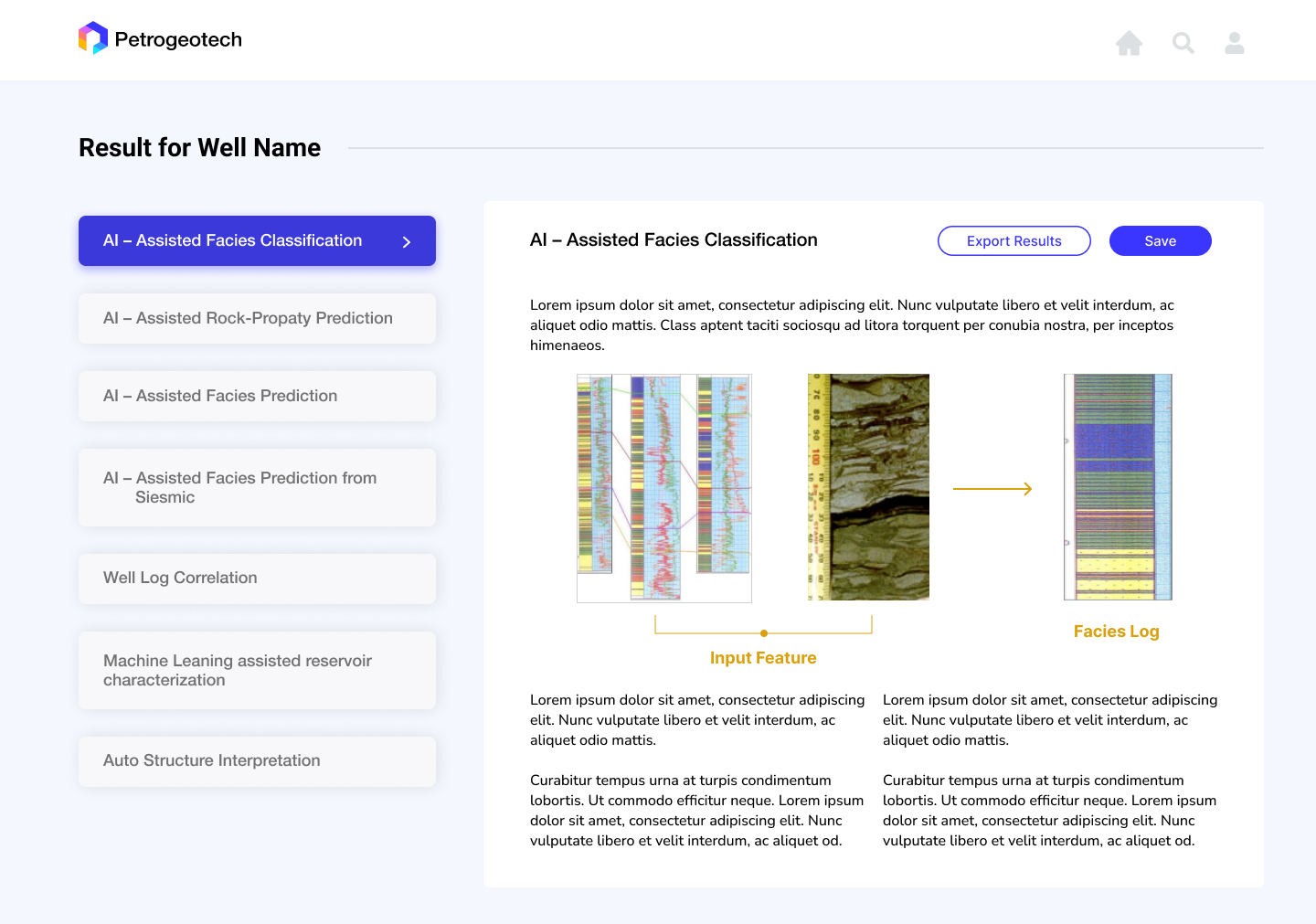 Beaver Petrogeotech app screen