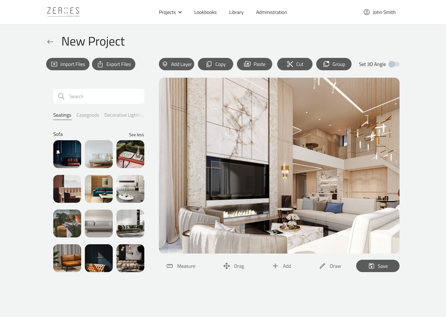 Zeroes Design Studio app screen