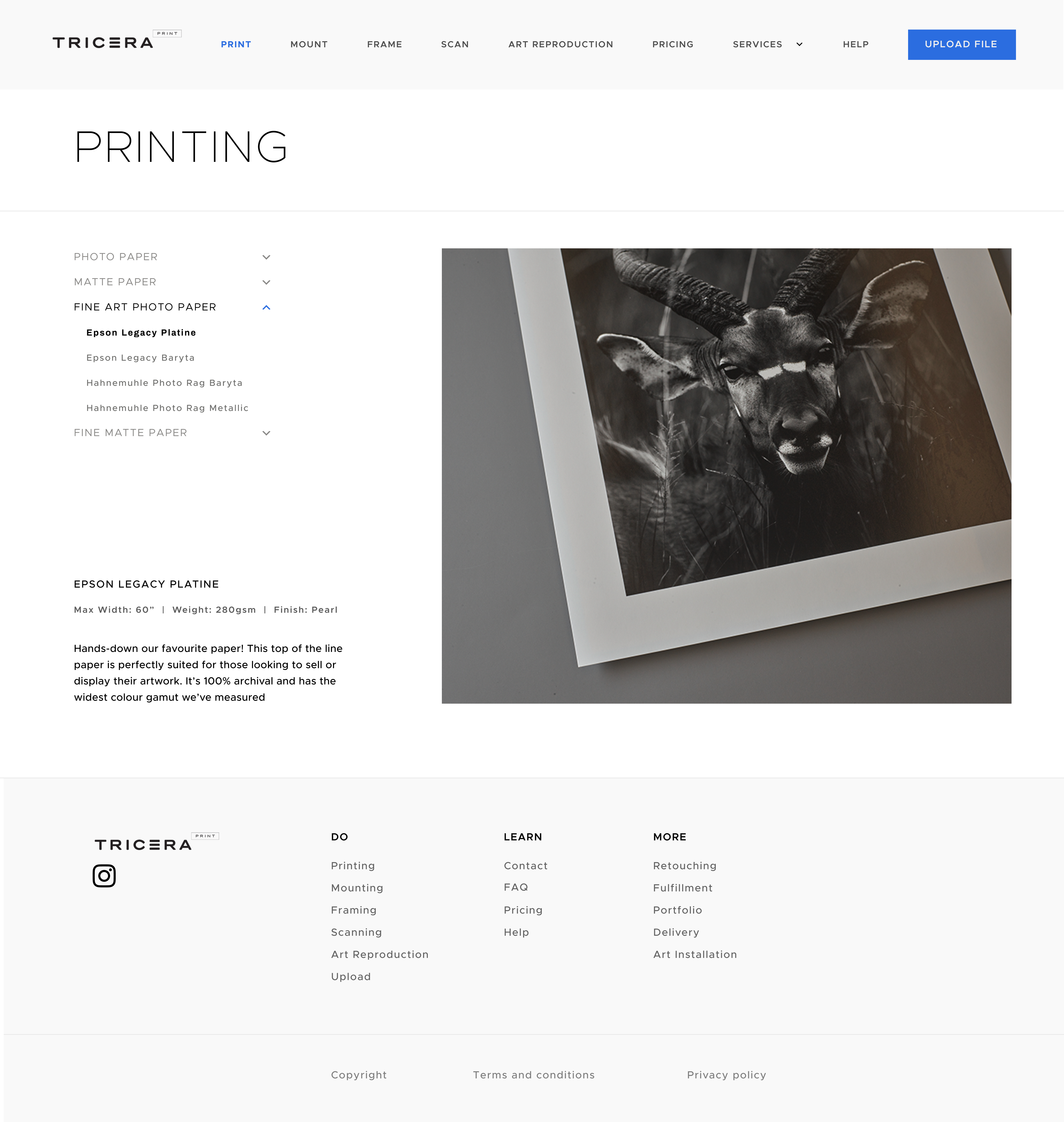 Tricera Print app screen