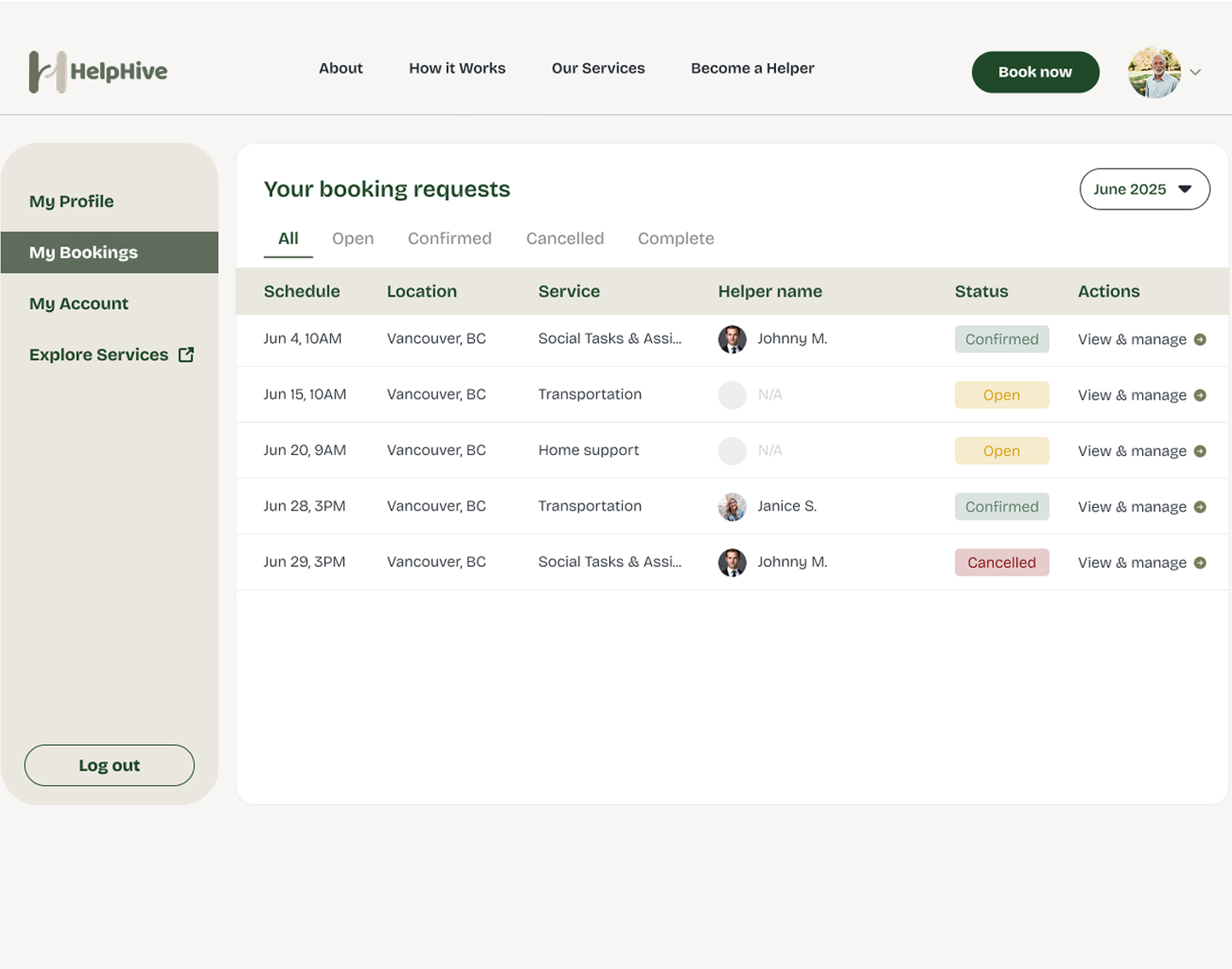 Help Hive dashboard screen