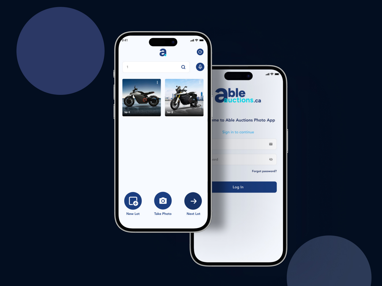 Able Auctions app screen